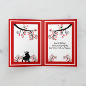 2021中国の年正月の丑と赤の花 シーズンカード (内部)