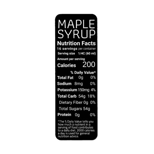 2021差出人住所メープルシロップ栄養ブラック ラベル (正面)