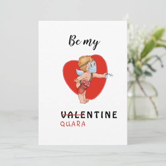 2021年おもしろいのキュピッド·マスク·コビッド2021ハートは私のバレンタイン シーズンカード (スタンド正面)