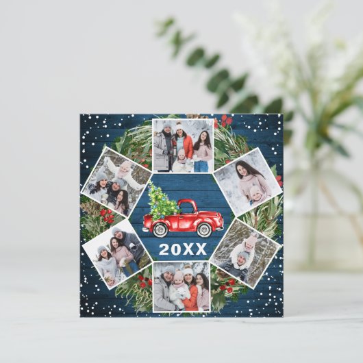 2021年おもしろいのクリスマスレッドトラック6枚の写真 シーズンカード (スタンド正面)