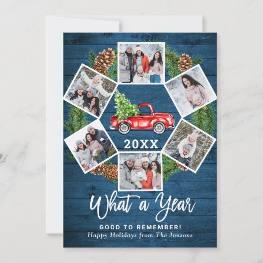 2021年おもしろいのクリスマスレッドトラック6枚の写真 シーズンカード (正面)