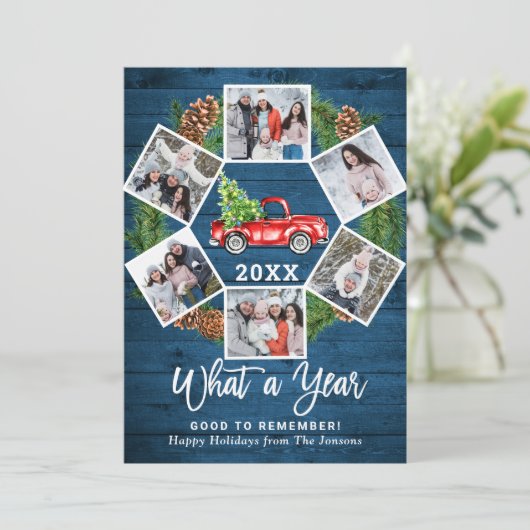 2021年おもしろいのクリスマスレッドトラック6枚の写真 シーズンカード (スタンド正面)