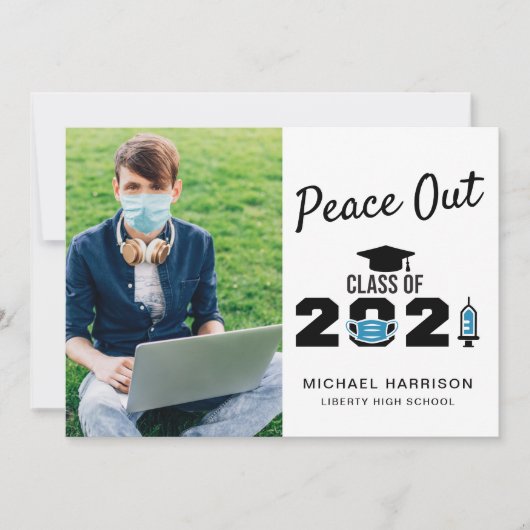 2021年おもしろいの写真卒業のクラスの平和 案内状 (正面)