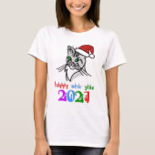 2021年おもしろい猫ハッピーニューイヤー Tシャツ (正面)