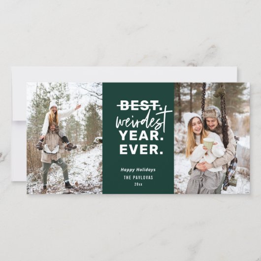 2021年に最も奇妙な年のユーモア・グリーン シーズンカード (正面)