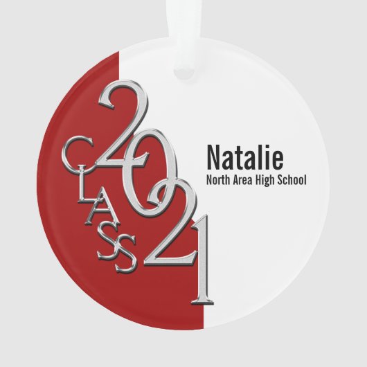 2021年のクラス赤と銀の写真 オーナメント (裏面)