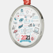 2021年のクリスマスホリデーズワクチン年記念 メタルオーナメント (左)