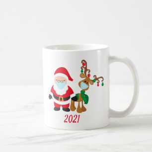 2021年のクリスマス Covid リンデブー サンタクロース フェイスマスク付き コーヒーマグカップ