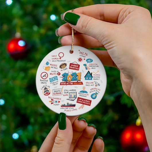 2021年のクリスマスCOVIDパンデミックワクチン年 セラミックオーナメント