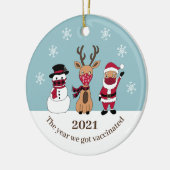 2021年のサンタ得マおもしろいスク予防接種の年 セラミックオーナメント (左)