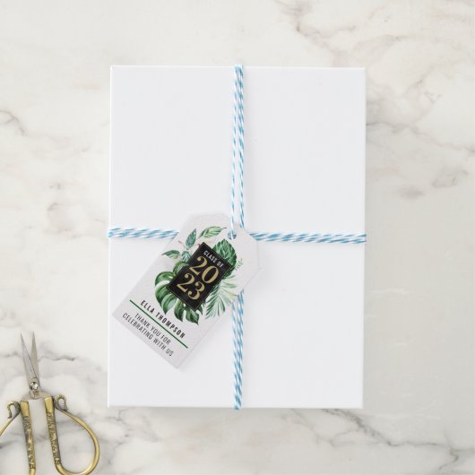 2021年のトロピカルリーフクラス卒業 |ありがとうございます ギフトタグ (より糸付き)