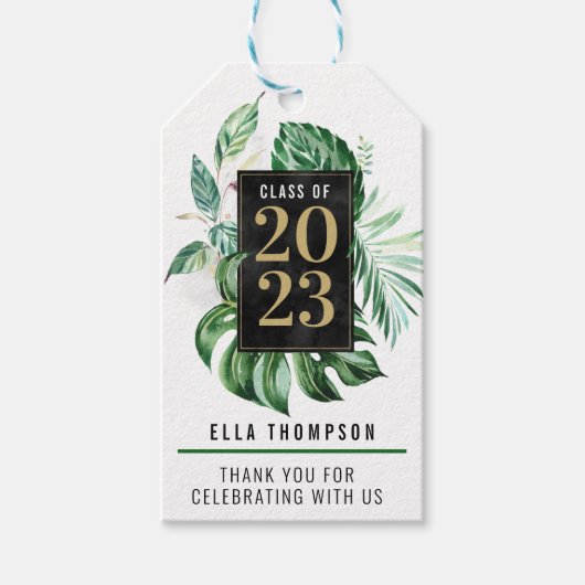 2021年のトロピカルリーフクラス卒業 |ありがとうございます ギフトタグ (正面)