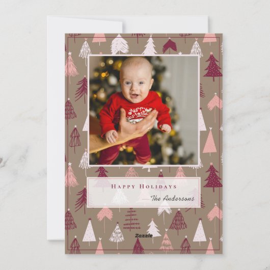 2021年のパンデミックBINGOかわいいピンクの木のクリスマス写真 シーズンカード (裏面)