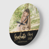 2021年のブラックと金ゴールドの台本写真大学院クラス ラージ壁時計 (傾斜)