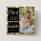 2021年のブラック&金ゴールド写真大学院 缶バッジ (正面)