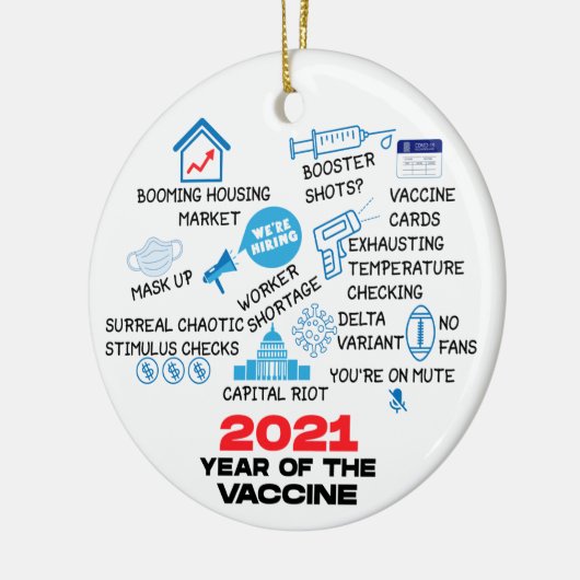 2021年のワクチンクリスマスおもしろい セラミックオーナメント (左)