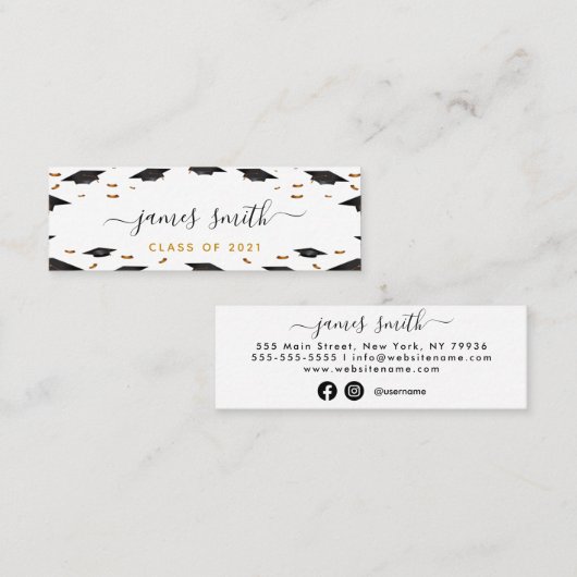 2021年の卒業名カードと手引きクラス スキニー名刺 (正面/裏面)