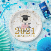 2021年の卒業式パーティーピンク金ゴールドクラス ペーパープレート (パーティー)