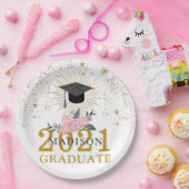 2021年の卒業式パーティーピンク金ゴールドクラス ペーパープレート (パーティー)