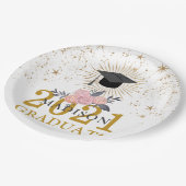 2021年の卒業式パーティーピンク金ゴールドクラス ペーパープレート (アングル)