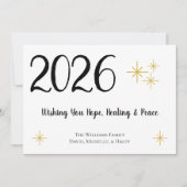 2021年の新年を祝うホープヒーリングピースブラック金ゴールド シーズンカード (正面)