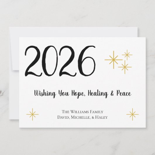 2021年の新年を祝うホープヒーリングピースブラック金ゴールド シーズンカード (正面)