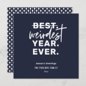 2021年の最も風変わりな年ユーモア青いホリデーカード シーズンカード (正面/裏面)