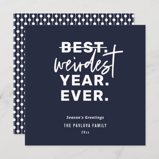 2021年の最も風変わりな年ユーモア青いホリデーカード シーズンカード (正面/裏面)