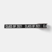 2021年の白人大学院タイポグラフィブラック サテンリボン (正面)