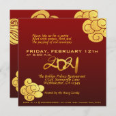 2021年の金の雲の牛の切り紙の中国の旧正月 招待状 (正面/裏面)