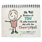 2021年の陽気な漫画スティックマン勇気付けられる カレンダー (カバー)