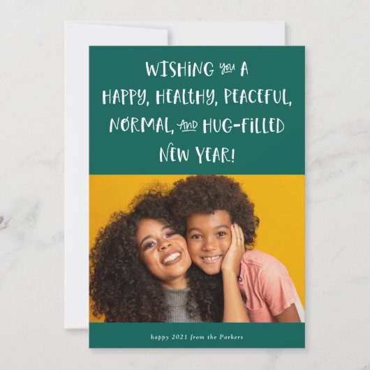 2021年の願い | フォトグリーン ハッピーニューイヤー シーズンカード (正面)