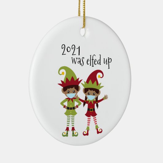 2021年はコビデの顔マスク民族小妖精や小人 セラミックオーナメント (右)