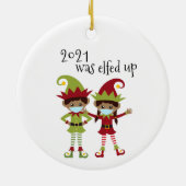 2021年はコビデの顔マスク民族小妖精や小人 セラミックオーナメント (裏面)