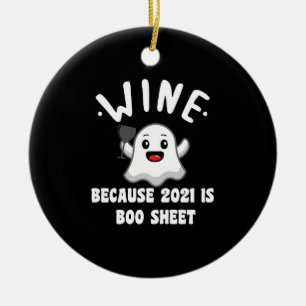 2021年はゴーストシートだってさ Wineで乾杯 セラミックオーナメント