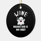 2021年はゴーストシートだってさ Wineで乾杯 セラミックオーナメント (左)