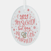 2021年は最悪だったけど、結婚記念の幸せ ガラスオーナメント (正面左)