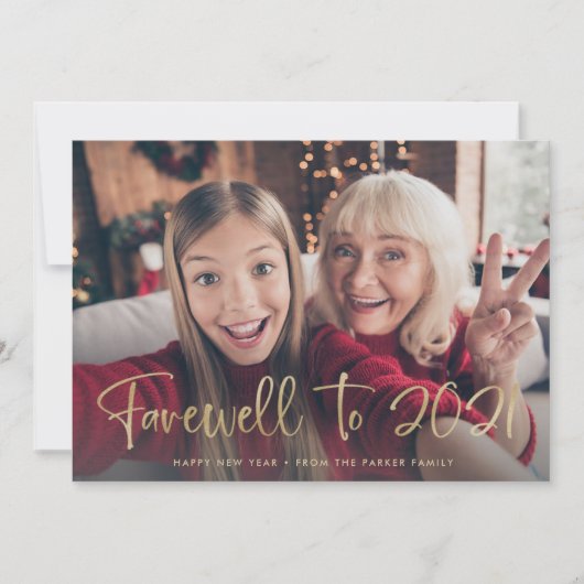 2021年へのお別れ | 2022年おめでとう2枚の写真 シーズンカード (正面)