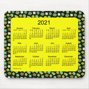 2021年イエローフラワーパワーカレンダーby Janz マウスパッド