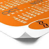 2021年オレンジ色の猫の月別カレンダー ミッドセンチュリー ポスター (角)