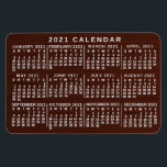2021年カレンダー茶色い木目シンプル粒度 マグネット<br><div class="desc">この2021年のカレンダーの柔軟なマグネットは、わずかに木目効果を持つ茶色の背景デザイン上で毎月週の日を白で示す。少し素朴だがプロフェッショナルを求めもして、あなたは完璧な柔軟なマグネット月別カレンダー感じ。常に日付を知り、この日で週のをチェックすシンプルる、簡単間の読、大きなプリントカレンダー。</div>