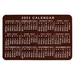 2021年カレンダー茶色い木目シンプル粒度 マグネット