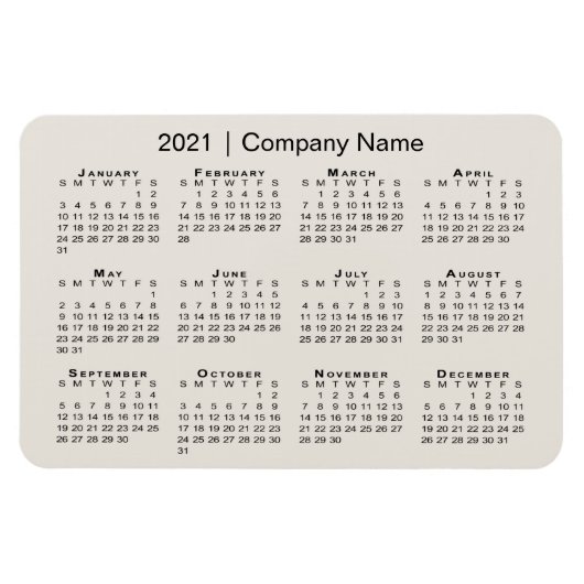 2021年カレンダー（会社名ベージュ） マグネット (横)