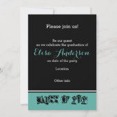 2021年クラスのティール(緑がかった色)文字卒業写真 招待状 (裏面)