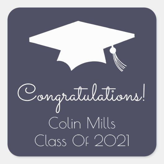 2021年クラスのレーベル(ミッドナイトブルーの卒業上限) スクエアシール (正面)