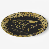 2021年クラスエレガント金ゴールドブラック卒業パーティー ペーパープレート (アングル)