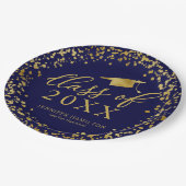 2021年クラスエレガント金ゴールドブルー卒業 ペーパープレート (アングル)