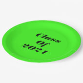 2021年クラスカスタムネオン・グリーン卒業パーティー ペーパープレート (アングル)