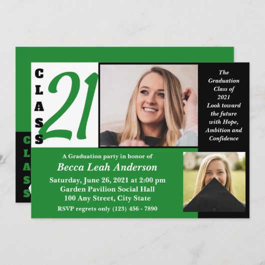 2021年クラス希望と自信招待状 招待状 (正面/裏面)