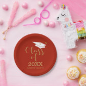 2021年クラス金ゴールドグリッター書道赤 ペーパープレート (パーティー)